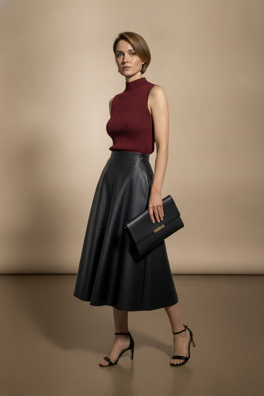 Camille Maxi Leather Skirt - Black