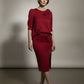 Ava Red Rose Skirt with Front Slit