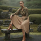 Bella Beige Belted Pleated Skirt
