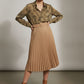 Bella Beige Belted Pleated Skirt