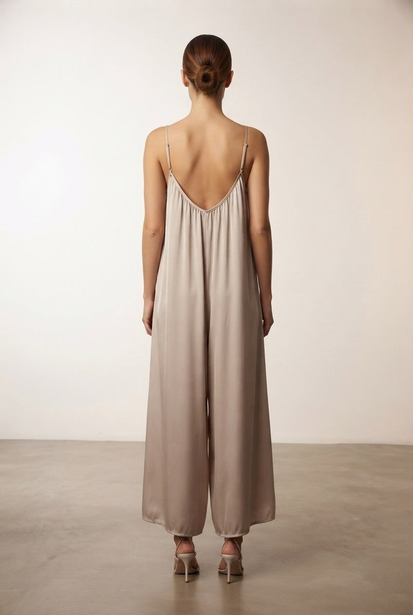 Sarah Loose Jumpsuit - Beige