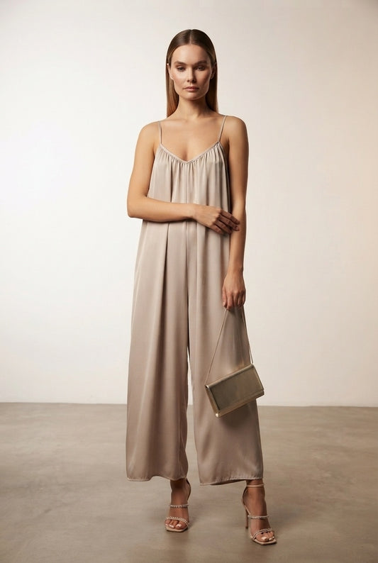 Sarah Loose Jumpsuit - Beige