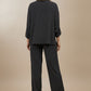 Tanya Stiped Wide Crop Leg Trousers - Black