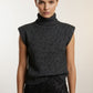 Cassy Sweater Vest With High Neck  - Black