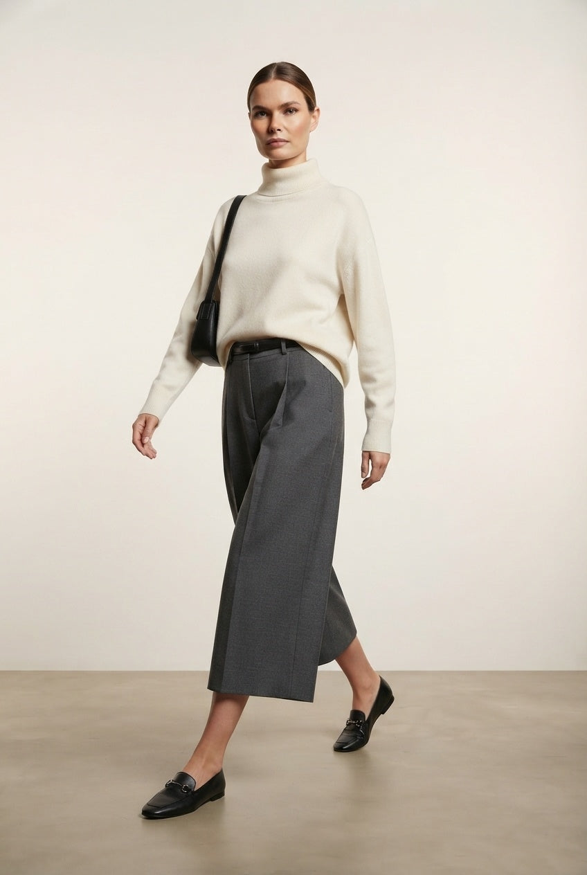 Fiona Tailored Cropped Trousers - Grey