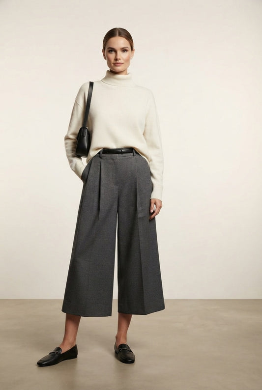 Fiona Tailored Cropped Trousers - Grey