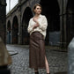Amelie Maxi Faux Leather Skirt with Button Details - Choco Brown