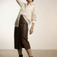 Amelie Maxi Faux Leather Skirt with Button Details - Choco Brown