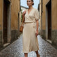 Dora Belted Wrap Dress - Taupe