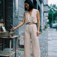 Miranda Beige Jumpsuit with Belt