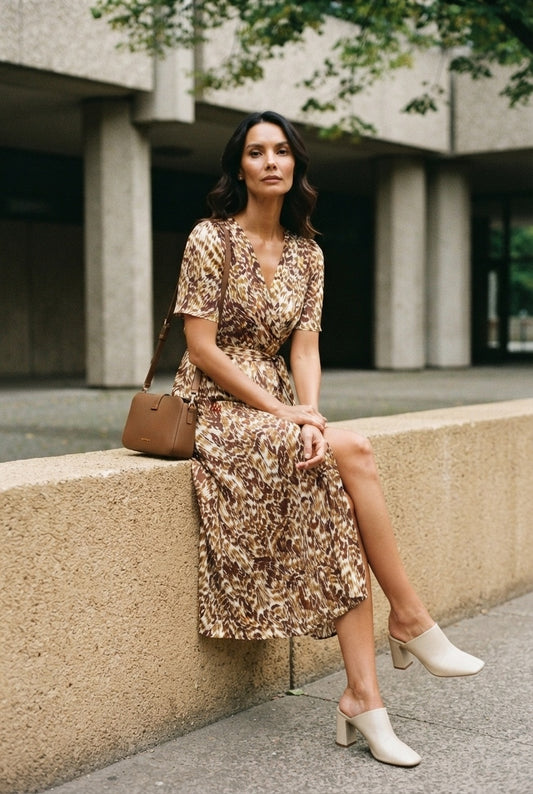 Lucia Animal Printed Dress - Brown