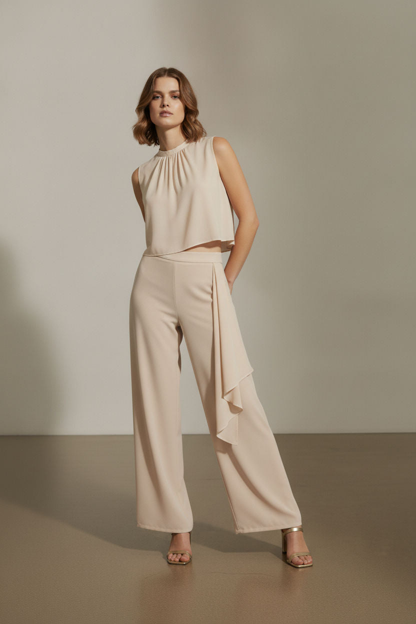 Evelyn Crop Sleeveless Top - Taupe