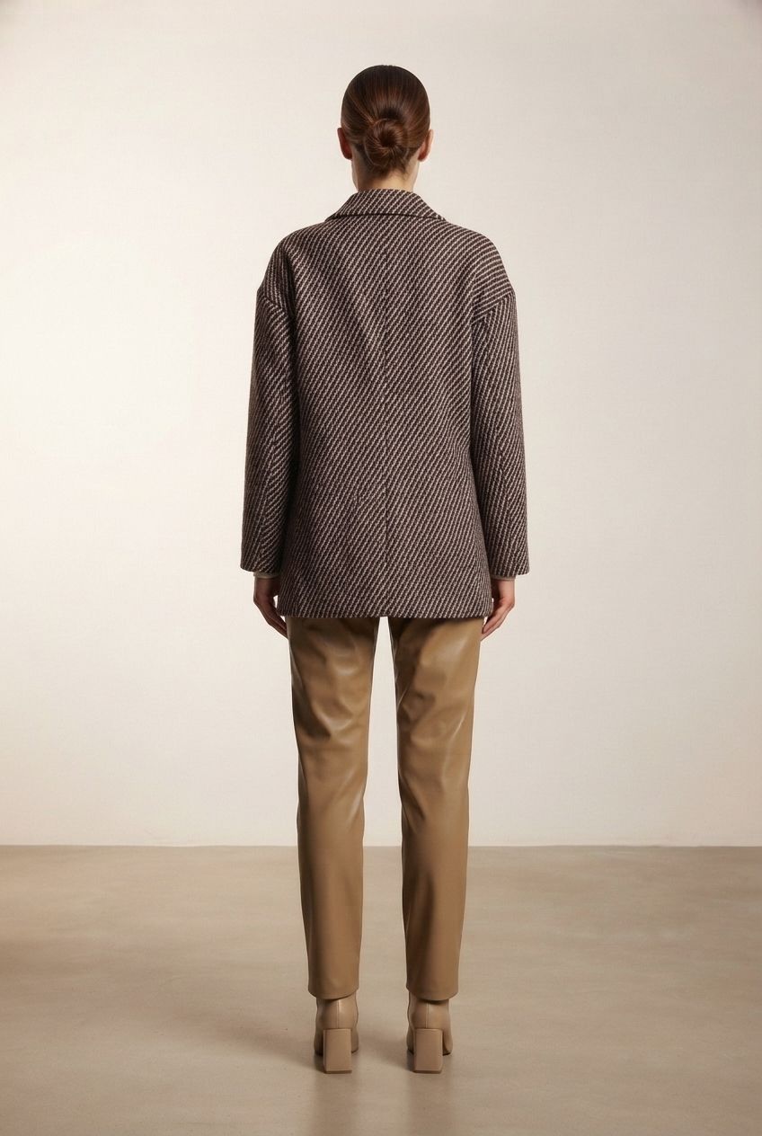 Kate Buttoned Coat - Brown