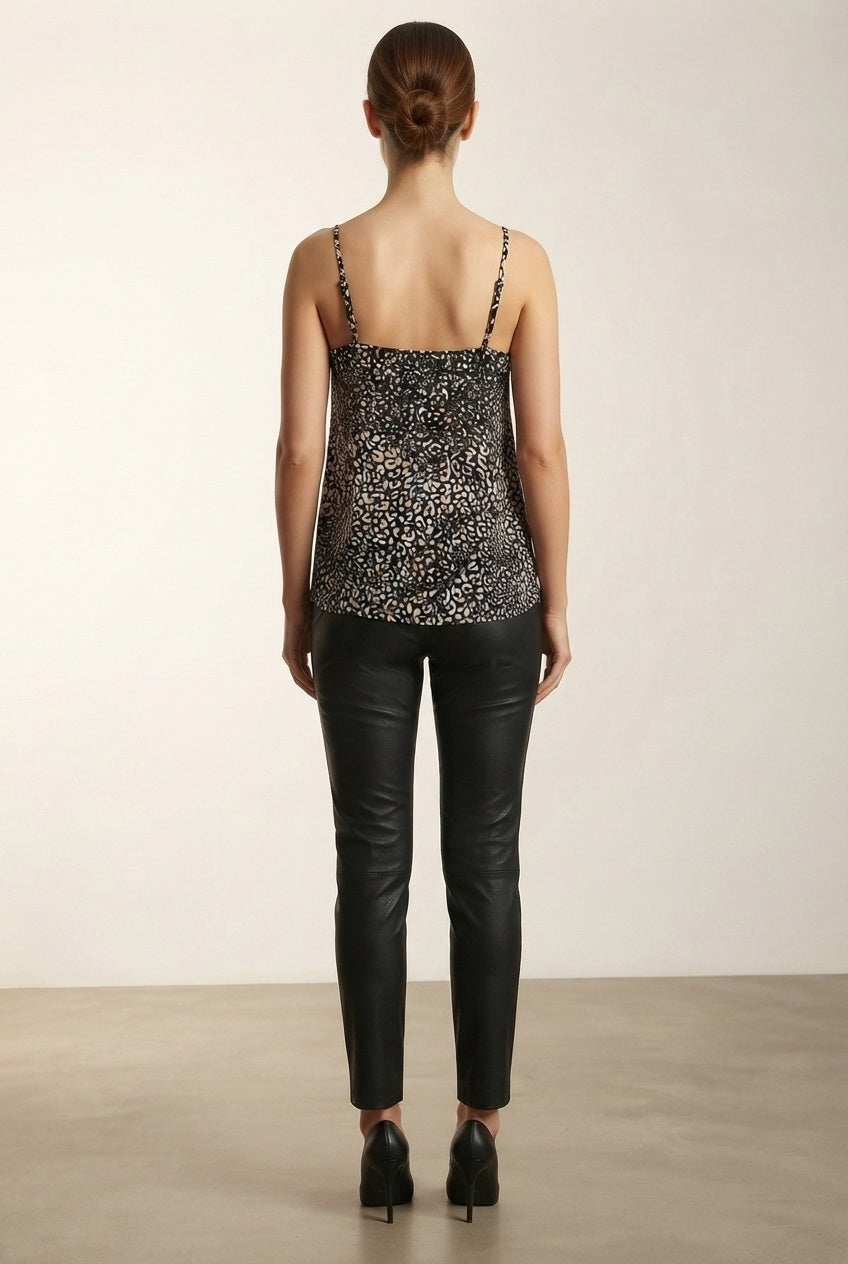 Nancy Animal Print Top - Black