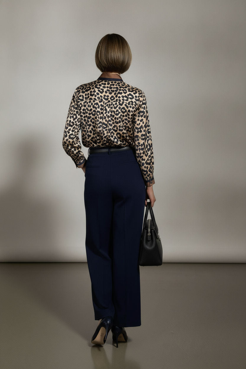 Silvia Tailored Belted Trousers - Navy