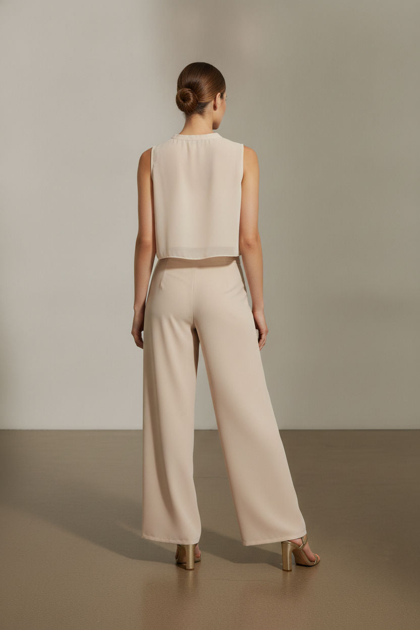 Evelyn Crop Sleeveless Top - Taupe