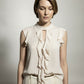 Suzan High Neck and Ruffle Detailed Top - Beige