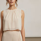 Evelyn Crop Sleeveless Top - Taupe