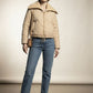 Tilly Cropped Puffer Jacket With Fur Lapel