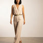 Miranda Beige Jumpsuit with Belt