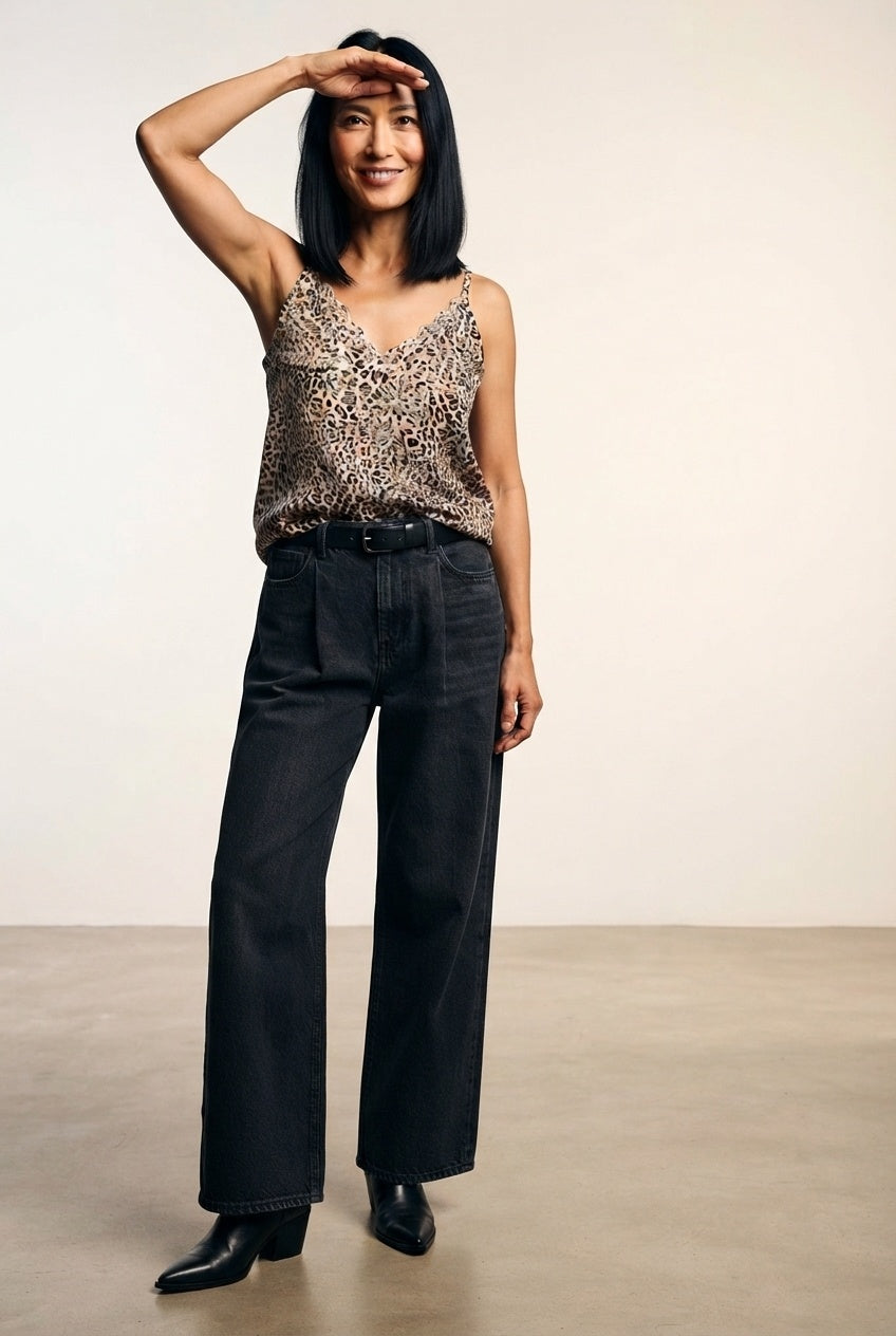 Nancy Animal Print Top - Beige