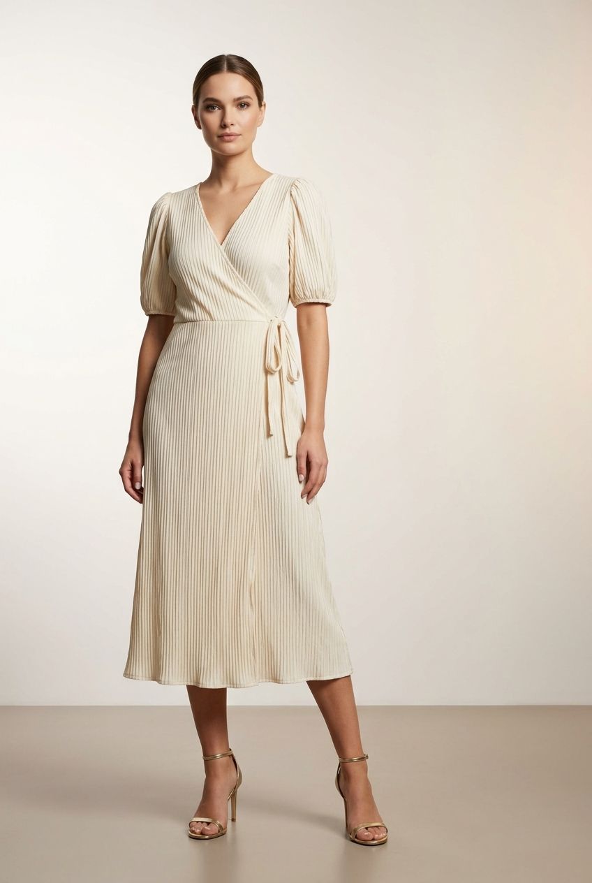 Dora Belted Wrap Dress - Taupe