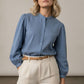 Vivi Shirt with Balloon Sleeves - Old Blue