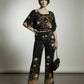 Emma Animal Print Trousers - Black