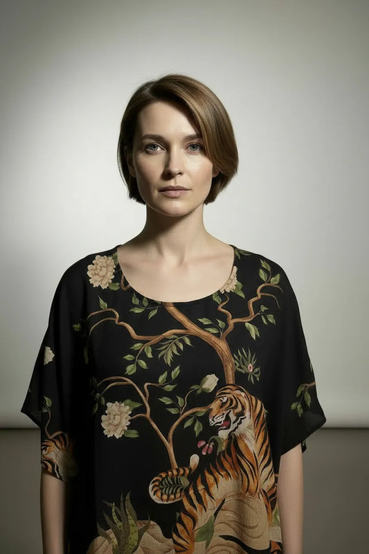 Emma Animal Print Top - Black
