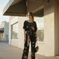 Emma Animal Print Trousers - Black