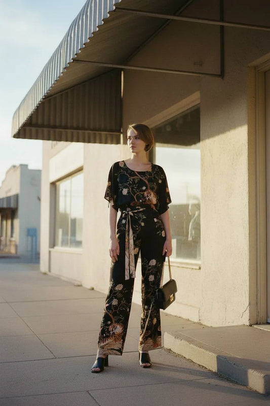 Emma Animal Print Trousers - Black
