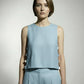 Alice Side Slit Top With Stones Pattern - Light Blue
