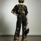 Emma Animal Print Trousers - Black