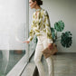 Arlene Elegant Choker Cowl Neck Puffy Sleeve Blouse - Lime Green