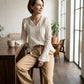 Karen Lace Boho Blouse - Beige
