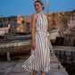 Siobhan Satin Striped Tent Dress - Navy and White