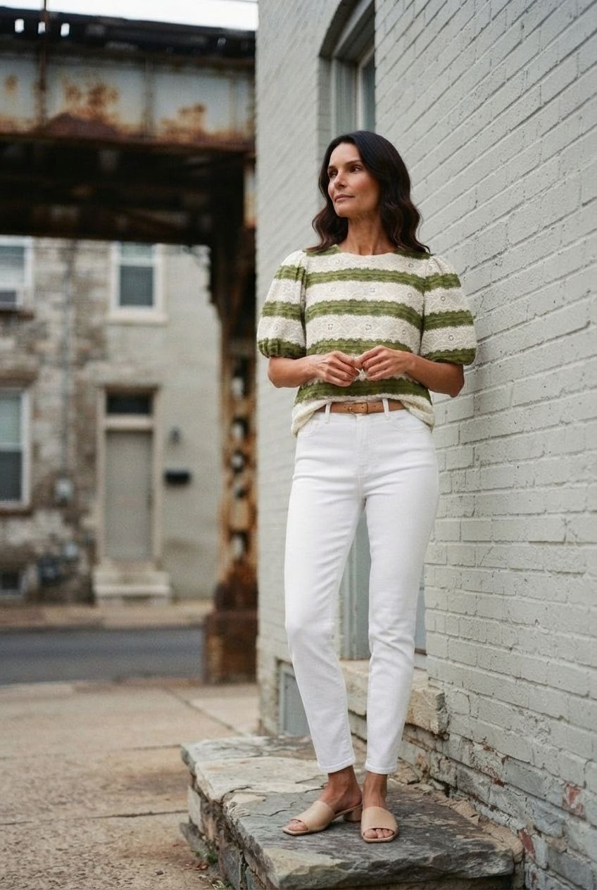 Lola Striped Crop Top - Green