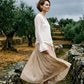 Claire Maxi Flared Skirt - Beige