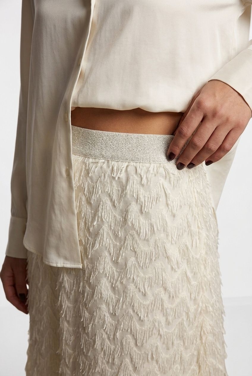 Mona Skirt with Wave Pattern - Beige