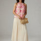 Pauline Floral Necklace Top - Pink