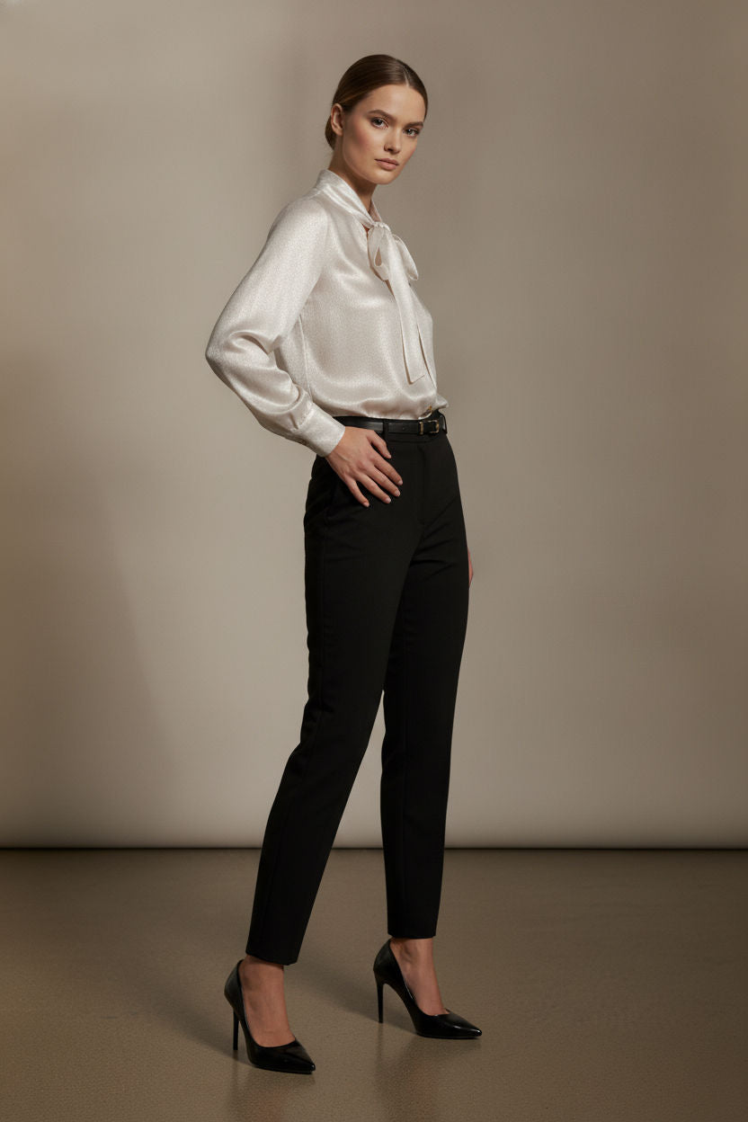 Lorna Bowknot Metallic Shirt - Beige
