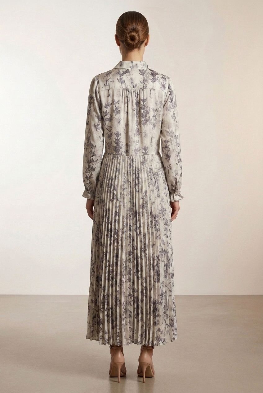 Sophia Printed Dress - Grey