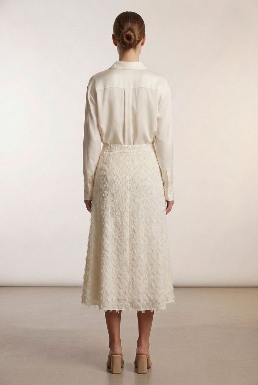 Mona Skirt with Wave Pattern - Beige