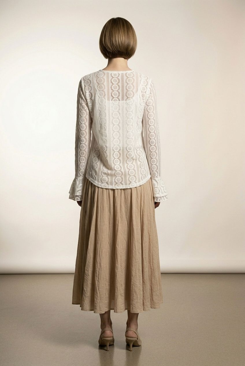 Claire Maxi Flared Skirt - Beige