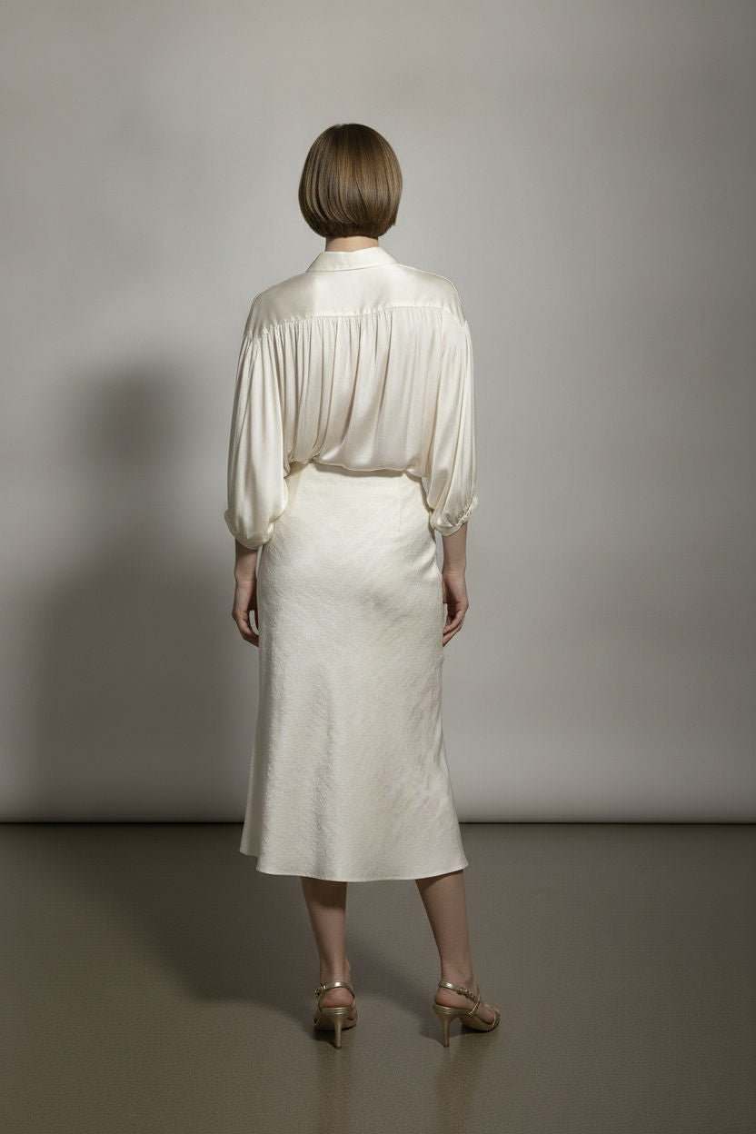 Lola Pattern Midi Skirt - Beige