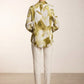 Arlene Elegant Choker Cowl Neck Puffy Sleeve Blouse - Lime Green