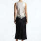 Catherine Satin Top with Crawl Neck and Lace Details - Beige