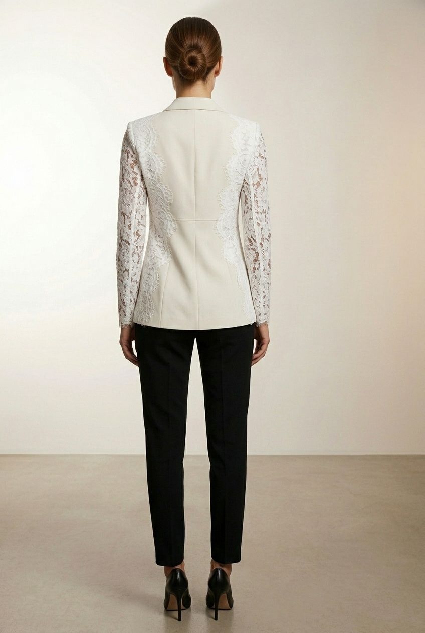 Orlagh Single Button Lace Blazer - Beige