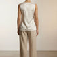 Lorna Front Drape Printed Top - Bright Beige