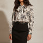 Kelly Floral Shirt with Bowknot - Black